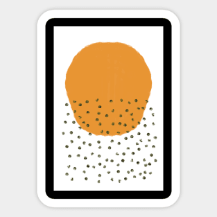 peach orange watercolor abstract mid century modern minimalist art Sticker